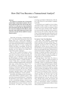 How Did You Become a Transactional Analyst?