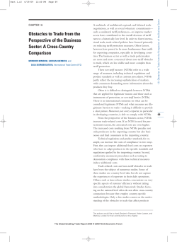 Obstacles to Trade from the Perspective of the Business Sector