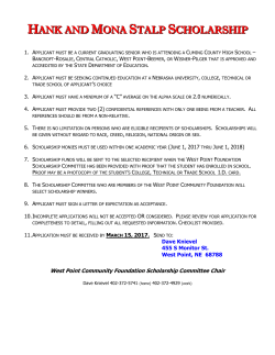 hank and mona stalp scholarship - West Point Community Foundation
