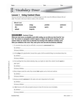 Lesson 1 Using Context Clues
