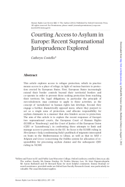 Courting Access to Asylum in Europe: Recent Supranational