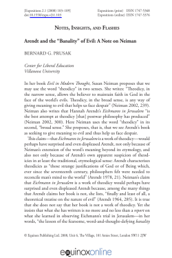Arendt and the &ldquo;Banality&rdquo; of Evil: A Note on Neiman
