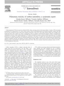 Pulmonary toxicity of carbon nanotubes: a systematic report