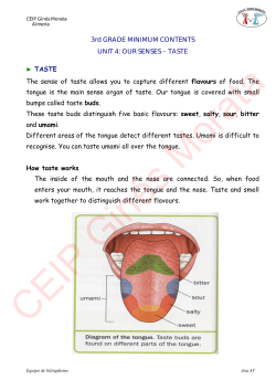 3rd GRADE MINIMUM CONTENTS UNIT 4: OUR SENSES &ndash; TASTE