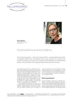 Psychodrama and the Elderly