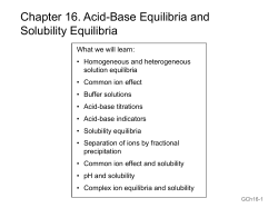 Chapter 16. Acid-Base Equilibria and Solubility Equilibria