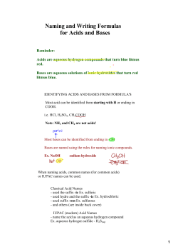 Naming and Writing Formulas for Acids and Bases