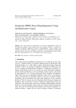 Stochastic HPSG Parse Disambiguation Using the - DELPH-IN