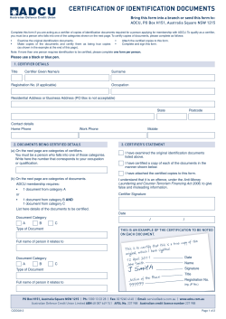 CertifiCation of identifiCation doCuments