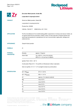 Zirconium Metal powder, Grade ZM, suspended in isopropyl alcohol