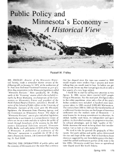 Public policy and Minnesota`s economy : a historical