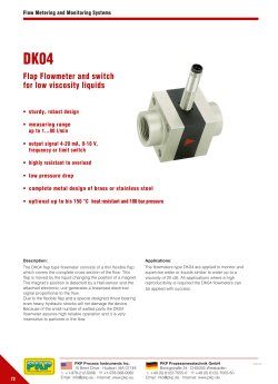 Flap Flowmeter and switch for low viscosity liquids