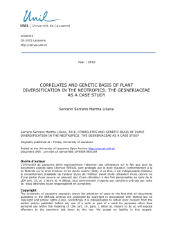 correlates and genetic basis of plant diversification in - Serval