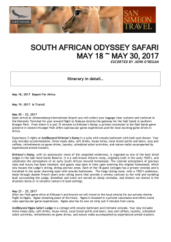 south african odyssey safari may 18 ~ may 30, 2017