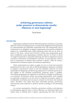 Achieving governance reforms under pressure to demonstrate results