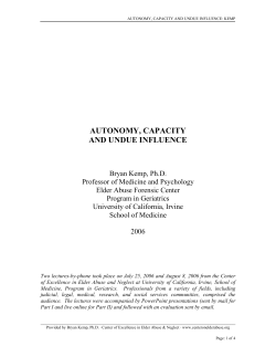 Autonomy, Capacity and the Right to Decide