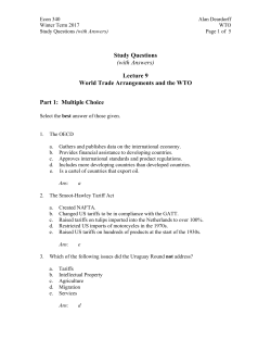 Study Questions (with Answers) Lecture 9 World Trade