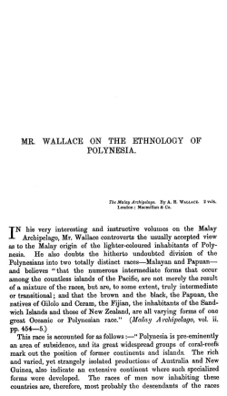 MR. WALLACE ON THE ETHNOLOGY OF POLYNESIA.