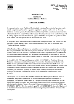 ISO/TC 249 Business Plan Date