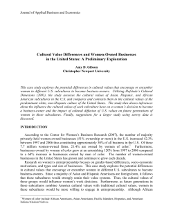 Cultural Value Differences and Women