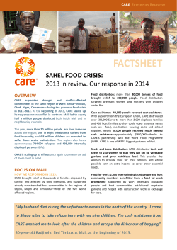Sahel food crisis factsheet 2013 review, 2014