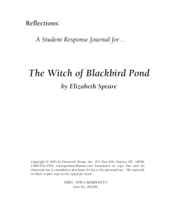 The Witch of Blackbird Pond - Response Journal Sample PDF