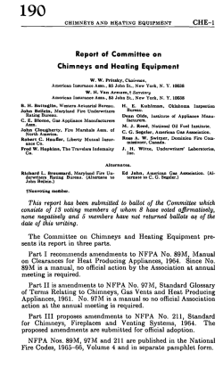 Report of Committee on Chimneys and Heating Equipment