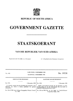 South African Geographical Names Council Act [No. 118 of 1998]