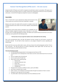 Human Trait Recognition (HTR) Level 1 - On Line
