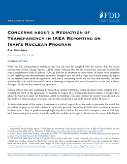 Concerns about a Reduction of Transparency in IAEA Reporting on