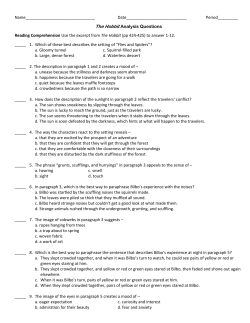 The Hobbit Analysis Questions 2016