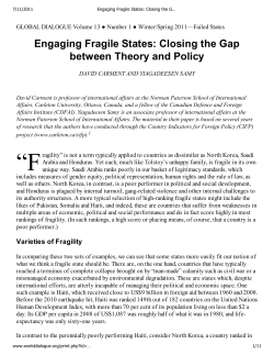 Engaging Fragile States: Closing the Gap between Theory and Policy