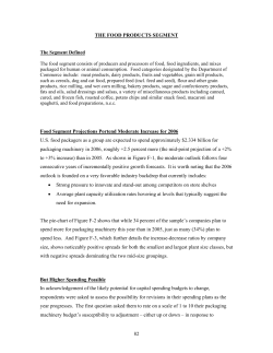 82 THE FOOD PRODUCTS SEGMENT Food Segment Projections