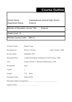 SNC1L Course Outline - Keewaytinook Internet High School