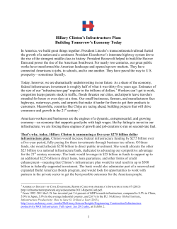 Hillary Clinton`s Infrastructure Plan