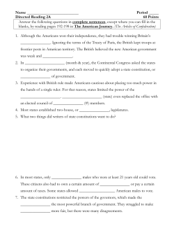 Name Period _____ Directed Reading 2A 60 Points Answer the