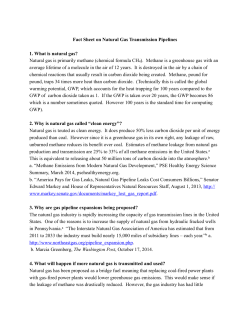 Fact Sheet on Natural Gas Pipelines