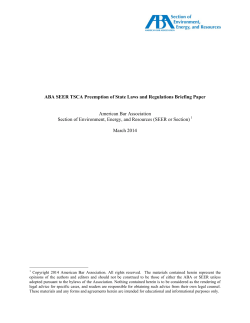 ABA SEER TSCA Preemption of State Laws and Regulations