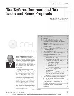 Tax Reform: International Tax Issues and Some Proposals