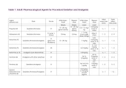 Adult: Pharmacological Agents for Procedural Sedation and Analgesia