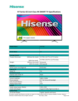 H7 Series 65-inch Class 4K SMART TV Specifications
