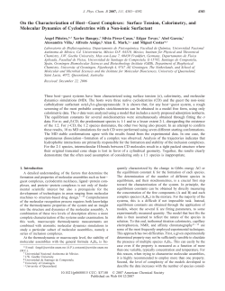 On the Characterization of Host-Guest Complexes: Surface Tension