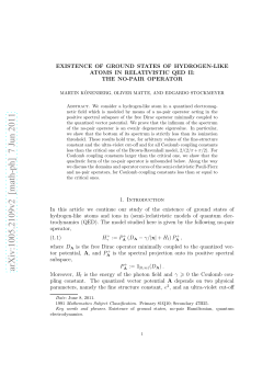 The No-Pair Operator - Institute for Mathematical Sciences
