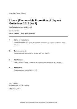 Liquor (Responsible Promotion of Liquor) Guidelines 2012 (No 1)