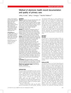 Method of electronic health record documentation and quality of