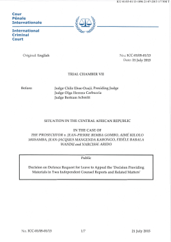 Decision on Defence Request for [...] - ICC