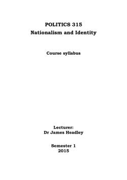 POLITICS 315 Nationalism and Identity