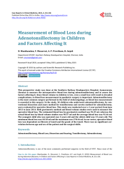 Measurement of Blood Loss during Adenotonsillectomy in Children