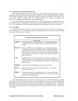 1 1.1. Introduction to Protein Data Bank Format