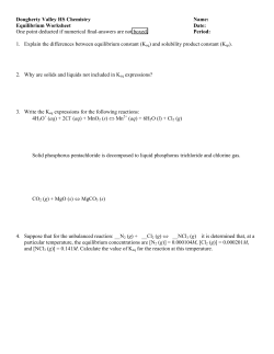 Chemistry Equilibrium Worksheet